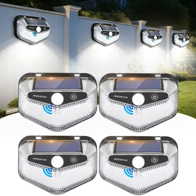 4er-Set Solar-Außenleuchten mit Bewegungsmelder, 270° LED, IP65