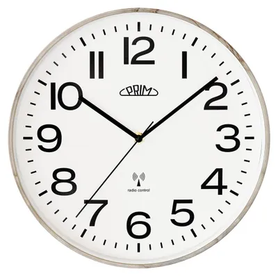 Produktbild von PRIM Radio Classic II Funkwanduhr Glas Grau/Weiß 30 cm
