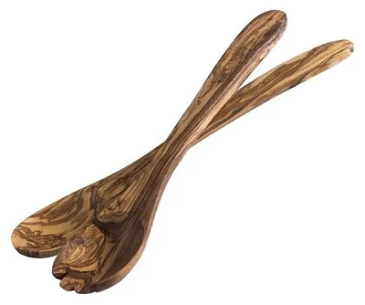 Produktbild von APS 842 Salatbesteck OLIVE, 2er-Set, Olivenholz, 7,5 x 6 cm, Grifflänge 22,5 cm, naturbedingte Abweichung in Form, Maserung und Größe