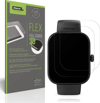 Produktbild von 2x Full Cover Schutzfolie matt für Hama Fit Watch 5000 Panzerfolie Anti-Shock