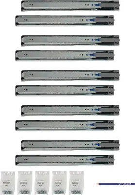 Produktbild von Schubladenschienen 350mm softclose Kugelführung - Vollauszug mit integrierter Dämpfung, 32-Systemlochung - 5 Paar