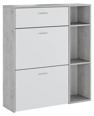 Produktbild von Samassi - Schuhregal, 90x26x102h cm Beton Grau, eine Schublade