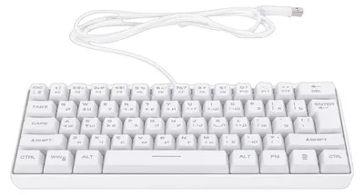 Immagine prodotto di Tastiera meccanica da gaming compatta, di fabbricazione russa, con 61 tasti e illuminazione RGB