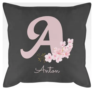 Produktbild von Kissen 50x50 - Initialen Anfangsbuchstabe - Personalisierte Geschenke mit Anfangsbuchstaben I Geschenkideen mit Namen - 50 x 50 cm - Grau - Buchstabe a Namenskissen Buchstaben Männerkissen