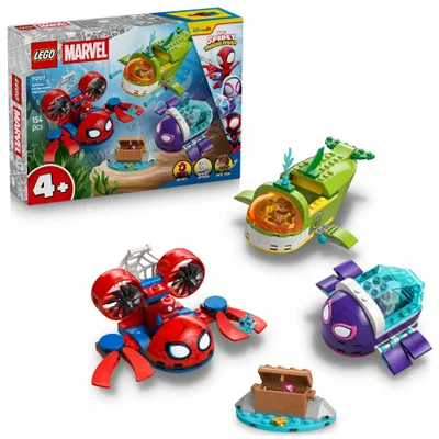 Productafbeelding van LEGO ǀ Marvel Spidey en zijn Supervrienden Spidey: Onderwatervoertuigen - Superheldenspeelgoed met 3 duikboten en 3 minifiguren - Cadeau voor jongens vanaf 4 jaar en fans van de serie - 11207
