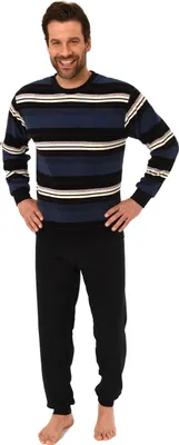 Produktbild von Herren FROTTEE Pyjama Schlafanzug mit Bündchen - auch in Übergrössen - 291 101 93 001 ; marine , 58