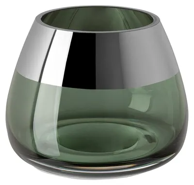Produktbild von Fink BELLA, Teelichthalter, Glas, Silberfolie, dunkelgrün, silberfarben, L. 11 cm, B. 11 cm, H. 8.5 cm, D. 11 cm 116127