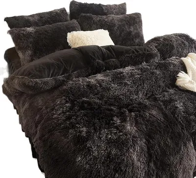 Immagine prodotto di Biancheria da letto morbida e confortevole, copripiumino in peluche con federa - SNUGGBED nero