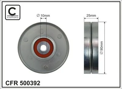 Produktbild von CAFFARO 500392 Umlenkrolle Keilrippenriemen 90mm für CHRYSLER VOYAGER IV (RG, RS) für JEEP CHEROKEE (XJ)