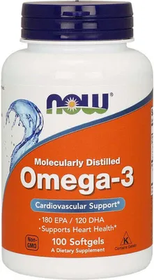 Produktbild von Omega-3 180 EPA / 120 DHA 100 Weichkapseln Now Foods