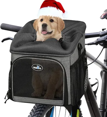 Fahrradkorb für Hunde, faltbar, abnehmbar, reflektierend, 2 Seitentaschen, M