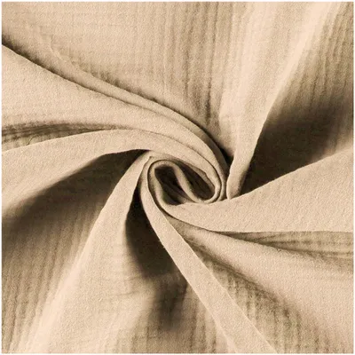 50x130cm Musselin Stoff uni Oeko-Tex zertifiziert Meterware Mulltuch Baumwolle hellbeige