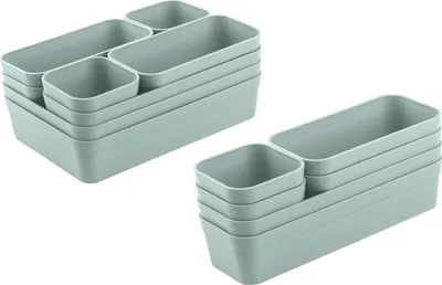 Produktbild von 1x Schubladen-Organizer Set Aufbewahrungs-Box Einteiler verstellbar pastell-grün