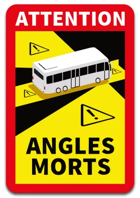 Produktbild von Angles Morts Aufkleber 25x17 cm – Frankreich Toter Winkel Sticker für LKW, Bus & Wohnmobil R144 Bus 1 Stück