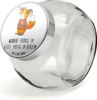 Produktbild von Mr. & Mrs. Panda lebensmittelbehälter glas Widder Astologie L 870ml - Weiß - Geschenk, Sternzeichen, Astrologie, Geburtstagsgeschenk, glasbehälter, Frischhaltedose
