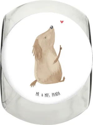 Produktbild von Mr. & Mrs. Panda Dose Hund Liebe XL 2000ml - Weiß - Geschenk, Vorratsbehälter, Vorratsglas, glasbehälter, Herz, Hunde, Bonbonglas, Keksdose, Sprüche