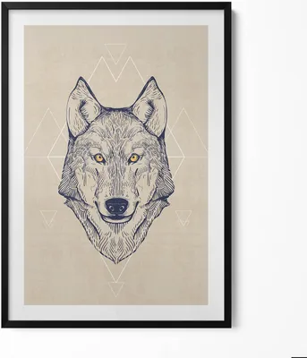 Produktbild von Wolfskopf– Wandbild mit Rahmen – Gerahmtes Bild  – Wanddekoration – 70x100 cm –  Schwarz Rahmen
