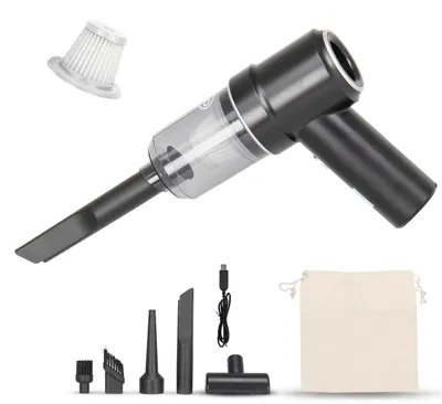 Obrázek produktu pro alca® Akumulátorový ruční vysavač I akumulátorový vysavač do auta 50W 7,4V I sací výkon 4500Pa I USB C I včetně trysek s funkcí foukání a sáčku I Černá barva