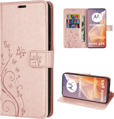 Produktbild von Hülle für Motorola Moto G85 Handyhülle mit [Standfunktion][Kartenfächern] in Rosegold
