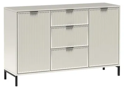 Produktbild von Masseno Kommode ZIGO 135 cm Sideboard mit 3 Schubladen und 2 Türen für Wohnzimmer Schlafzimmer Modern 135x40,6x86 cm Kaschmir