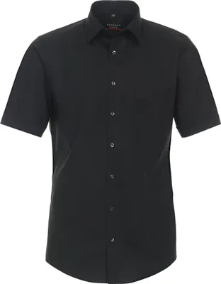 Produktbild von REDMOND Herren Businesshemd Kurzarm Kent Modern-Fit Popeline Schwarz 3XL