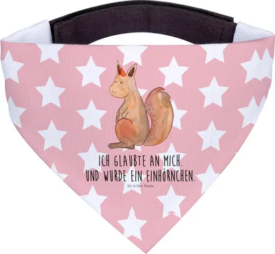 Produktbild von Mr. & Mrs. Panda Halstuch Hund Einhorn Glauben - Rot Pastell - Geschenk, Eichhörnchen, Hundeschal, Eichhorn, Für Hunde, Tuch, Einhörnchen, Hundehalstuch, Einhörner
