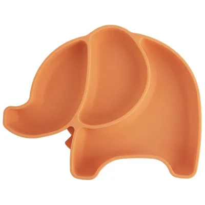 Image de Assiette enfant silicone compartimentée éléphant orange 23,5x19x3,5 cm