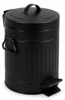 Productafbeelding van Relaxdays cosmetische prullenbak, 3 liter, met automatische dekselverlaging, uitneembaar binnenbak, metaal, afvalbak voor de badkamer met deksel, zwart