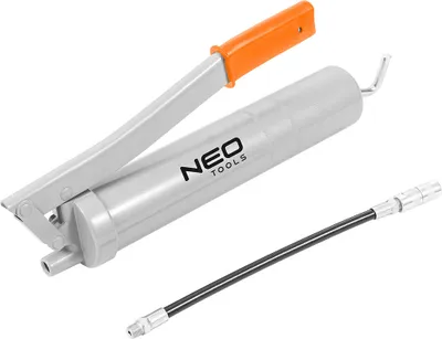 Immagine prodotto di NEO TOOLS Ingrassatore con impugnatura a pistola, tubo flessibile e robusto - Ingrassatore a leva - Ingrassatore con tubo in gomma