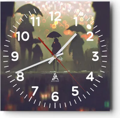 Produktbild von Wanduhr - Quadrat - Glasuhr - Straße Regen Wasser - 40x40cm - Schleichendes Uhrwerk - Lautlos - zum Aufhängen bereit - Dekoration Modern - Wanddekoration aus Glas - C4AC40x40-3885