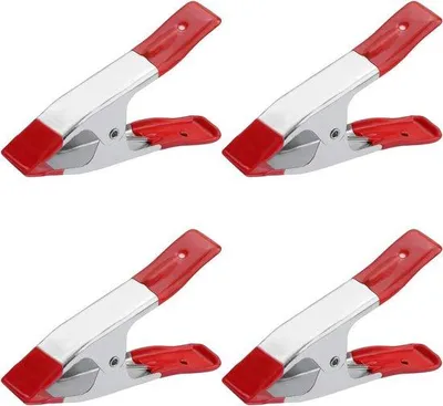 Image de Pinces métalliques robustes, lot de 4, pour le camping et le travail du bois - 15 cm, argentées