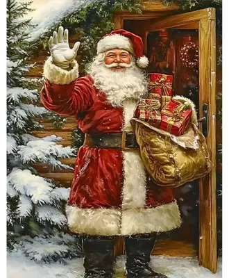 Diamantmalerei Weihnachtsmann 40x50 cm, Vollbohrer, Bastelset Erwachsene