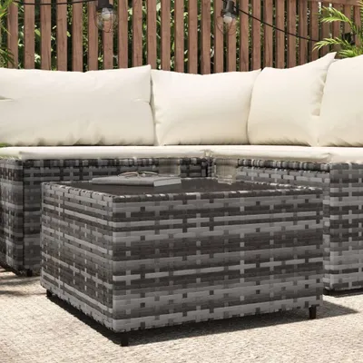 Image de Table basse de jardin carrée Gris 50x50x30 cm Poly rotin