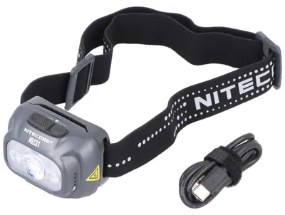 Produktbild von Nitecore NU31 ultraleichte Stirnlampe mit 3 Lichtquellen, max. 550 Lumen, 3 Gehäusefarben auswählbar Grau