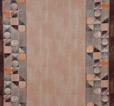 Produktbild von Dekostoff Meterware Tischdeckenstoff Bordüre grafisch beige braun