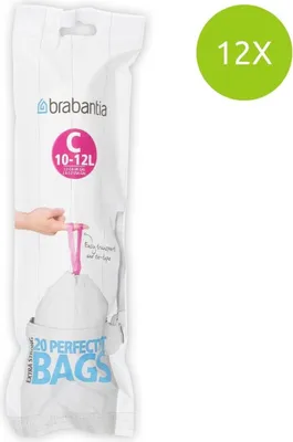 Produktbild von Brabantia Perfect Fit Müllbeutel 10/12 l - Code C - Pack mit 12 Rollen x 20 Stück