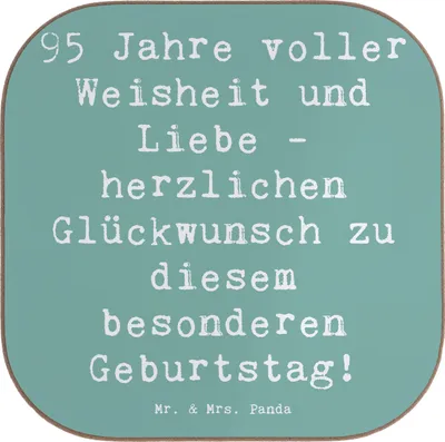 Produktbild von Mr. & Mrs. Panda Tassen Untersetzer Spruch 95. Geburtstag Weisheit Liebe - Meeresbrise - Geschenk, Alter, gläseruntersetzer, Geburtstagsgeschenk, herzlichen Glückwunsch