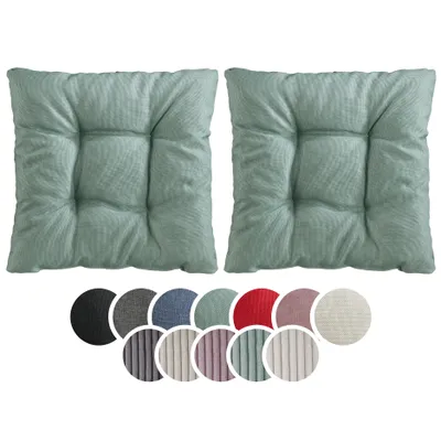 Produktbild von sleepling – 2er Set Stuhlkissen, Sitzkissen, weicher Möbelstoff, 38 x 38 cm, 7 cm, türkis