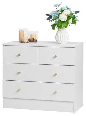 Immagine prodotto di Comodino con 4 cassetti, colore bianco, dimensioni 66x33x57,5 cm