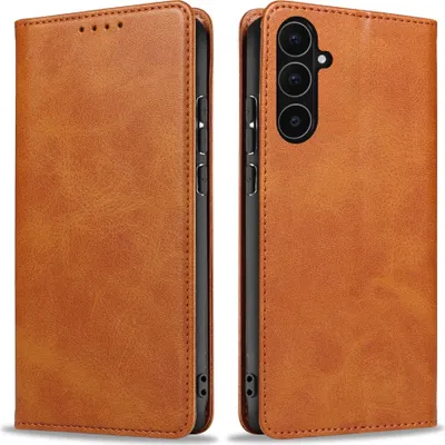 Produktbild von Handyhülle für Samsung Galaxy A56 5G Kunstleder Flip Cover Hülle Handytasche Case Kartenfach Farbe: Hellbraun