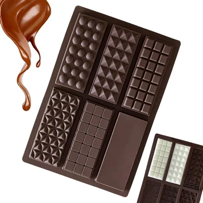 Productafbeelding van Vormen voor chocoladerepen, geschikt voor voedingsmiddelen, antiaanbaklaag, extra diep, met 6 holtes