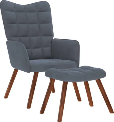 Produktbild von Relaxsessel mit Hocker Dunkelgrau Samt