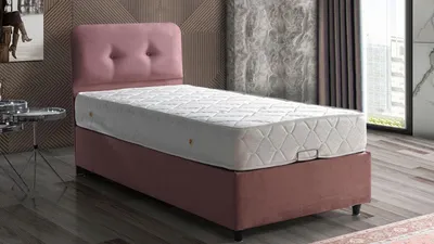 Immagine prodotto di Bett Design: Letti imbottiti, per camere da letto, mobili moderni, colore rosa, dimensioni 90x190