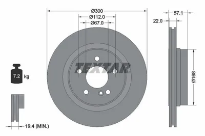 Produktbild von 2x TEXTAR 92163605 Bremsscheibe Hinterachse