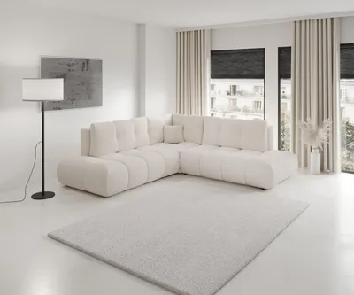 Produktbild von Masseno Ecksofa DUCA II R-S mit Schlaffunktion L-Form, Sofa mit Bettkasten, Wohnzimmersofa, Couch, Soffa, Bettsofa, Couchgarnitur- Beige, CURIO 09