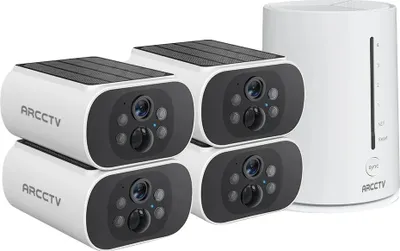 Zdjęcie produktu dla Kamera bezprzewodowa, rozdzielczość HD 4 MP, zasilana energią słoneczną, wodoodporność IP66, noktowizor, obsługa 4 połączeń kamerowych