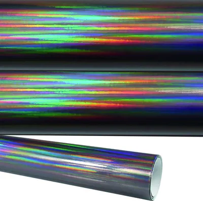 Produktbild von (16,44€/m²) Rapid Teck® Autofolie Rainbow Oil Slick Hologramm Folie Schwarz 152 cm Breite Laufmeterware selbstklebende Folie mit Luftkanälen Auto Folie
