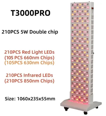 Produktbild von LED-Lichttherapie-Panel - T3000PRO mit Standfuß - 660 nm - 850 nm Infrarotlicht - EU-Stecker - Für Gesicht und Körper - Hautstraffung