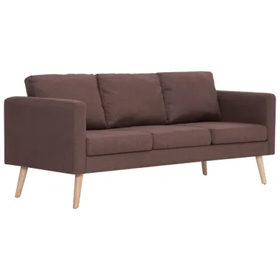 Image de vidaXL Canapé 3 places tissu brun
