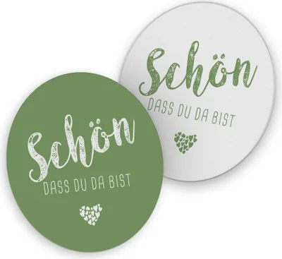 Produktbild von itenga 40x Bierdeckel Untersetzer "Schön dass du da bist" grün